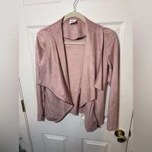 Draped Open-Front Blazer Jacket in Dusty Rose